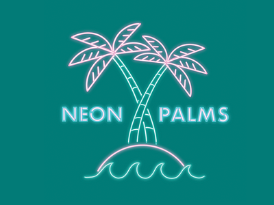 Neon Palms branding hand drawn illustration logo neon neon sign palm palmtree sign vector waves