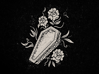Coffin coffin distressed hand drawn illustration roses tattoo tattoo flowers