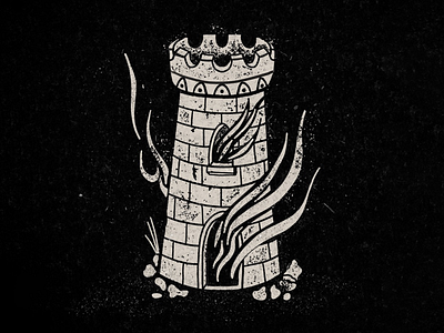 Castle under Siege castle distressed fire game of thrones hand drawn house of dragons illustration midieval tattoo