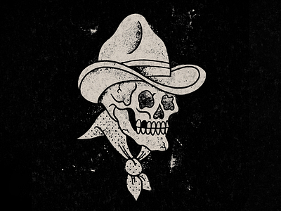 Howdy Partner bandana cowboy cowboy hat design distressed hand drawn illustration old west skull tattoo