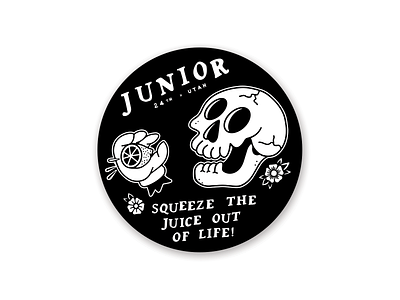 Squeeze the Juice Out of Life cocktail flower hand drawn illustraion lime skull skull logo tattoo vector