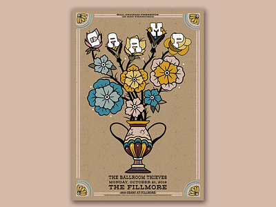 Fillmore Poster for CAAMP bill graham flowers gigposter hand drawn illustration poster san francisco tattoo