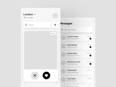 A wireframe for a dating app