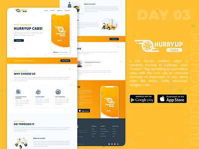 Cab Service App Landing Page | Hurryup Cabs Service App | #003