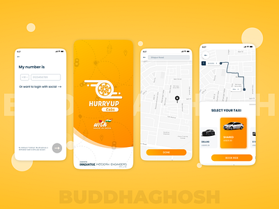 Hurryup Cabs Basic UI Design | Cab Service Map app app ui designs branding cab service cabs taxi dailyui hurryup cabs ola taxi service thebuddhaghosh uber ui challenge ui challenges ui designs ui inspirations uiux ux ux design