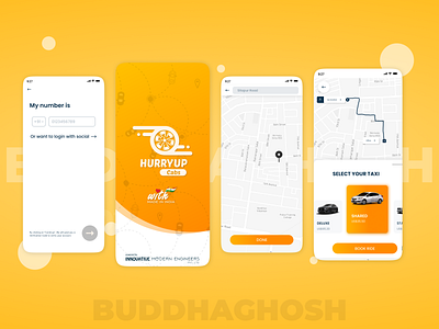 Hurryup Cabs Basic UI Design | Cab Service Map