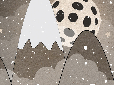 Moon and Mountain art clouds cute drawing illustration moon mountain snow