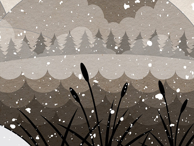 The Lake illustration illustrator lake mountain photoshop snow tree water winter