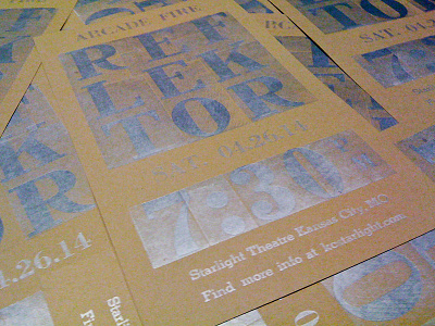 Reflektor Poster blue design ink letterpress metallic poster silver typography