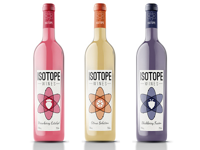 Isotope Wines bottle catalyst chemistry concept fruit fusion isotope label mockup packaging solution wine