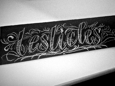 Testicles china marker lettering script testicles