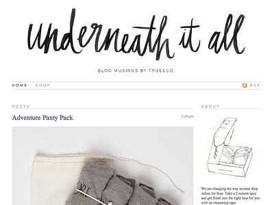 Underneath it All blog design hand letter illustration