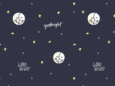 Goodnight Moon Pattern design hand lettering illustration moon pattern stars