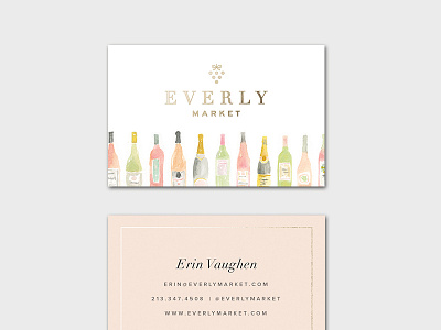 Everly Market Business Cards business card design identity illustration logo wine