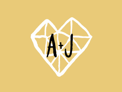 A + J design hand lettering heart wedding