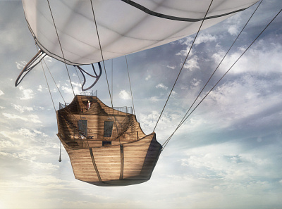 Airship air airship balloon boat captain dream flying ship sky