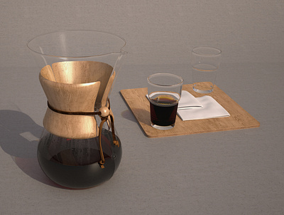 Chemex 3dsmax asset break chemex coffee coffeshop drip glass modeling tray wood