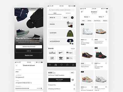 Brandshop E-commerce App Concept app branding clothes clothing design e commerce flat ios logo marketing shop sneakers store ui ux web