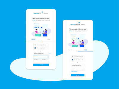 Signup Page for Internshala app branding design graphic icon illustration minimal ui ux web