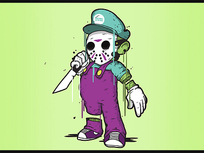 it'sa me Jason color converse death drip friday halloween illustration jason voorhees mario sticker vector zombie