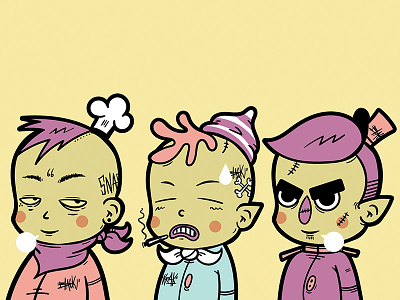 Snoop, Cracker and Poop bootleg illustrator pastel vector zombie