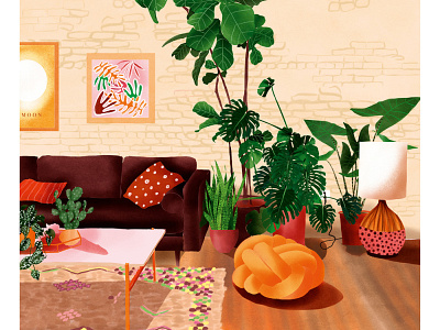 Interior Illustration - Bohohome of a plantlover