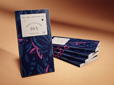 Food packaging for a chocolate bar - Dark Tropical Pattern