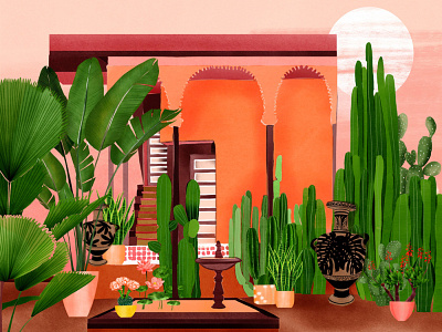 Travel Illustration - Marrakech botanicalart cacti digital illustration illustration interior travel travel illustration