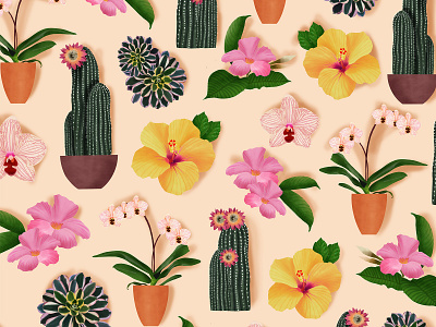 Tropical plants pattern botanical illustration botanicalart digital illustration flower illustration freelance illustrator illustration illustrator packagingdesign plant illustration tropical
