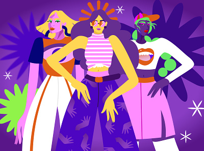 Girls Girls Girls colourful digital illustration editorial illustration freelance illustrator illustration illustrator vector women