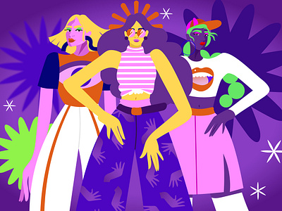 Girls Girls Girls colourful digital illustration editorial illustration freelance illustrator illustration illustrator vector women