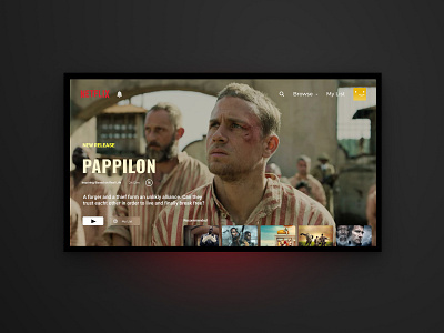 Daily UI 025 - TV App dailyui dailyui025 dailyui25 dailyuichallenge movies netflix pappilon redisign uxdesign