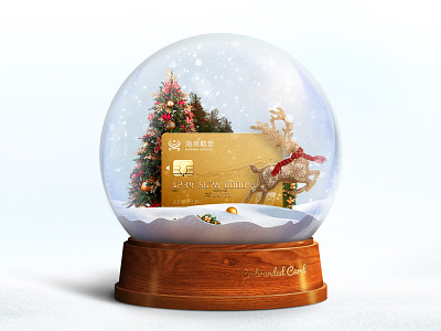 Merry Christmas airline ball card christmas crystal ball illustration snow