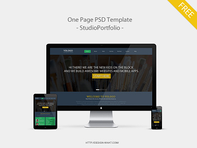 One Page PSD Template - StudioPortfolio - 960gs alizarin color blog business clean creative customizable fresh modern one page portfolio studio