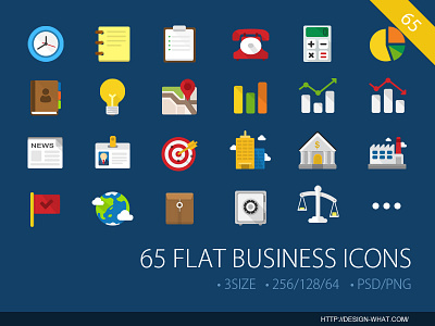 65 Flat Business ICONs business caffee contact factory file flag idea map message money target web