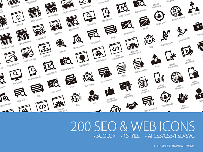200 SEO & Web Icons