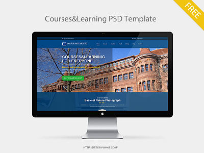 Courses&Learning PSD Template blue courses learning personal websites teachers