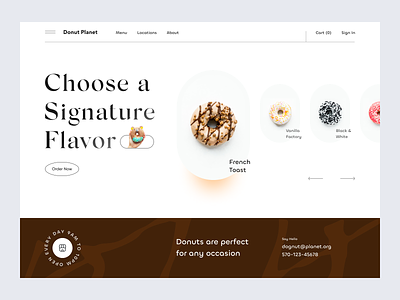 Donuts shop website app clean design ecommerce interface landing screen minimal simple ui website