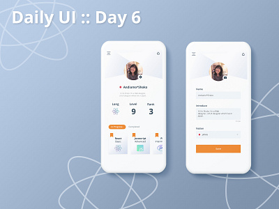Daily UI :: day006 - User Profile app app design application daily ui dailyui illustrator photoshop profile profile page xd design