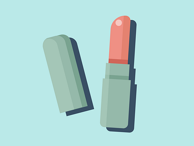 Everyday Objects, 6/6, Lipstick flatdesign illustration lipstick