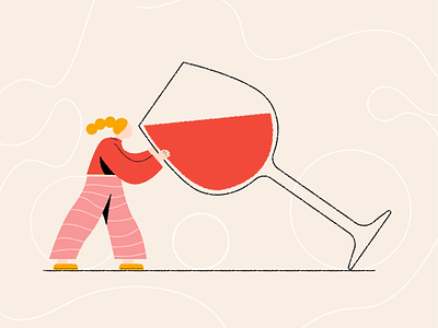 Is one glass of wine too much to ask for?? flatdesign illustration