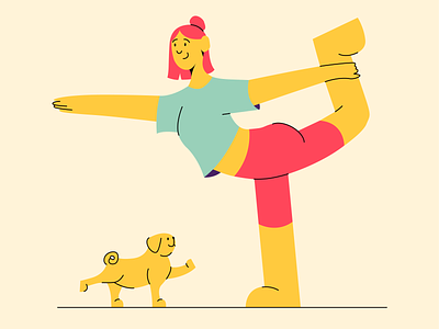 Yogadog flatdesign illustration