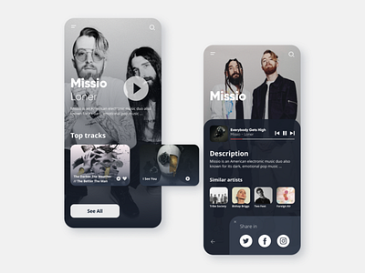 Music player app app design figma flat icon illustrator mobile app mobile app design music music app ui ux