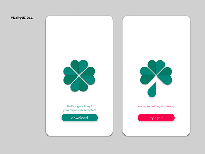 DailyUI011 clover dailyui011 download error flash message good luck lucky oops origami success try again