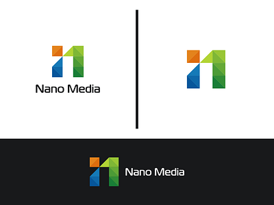 digital tech color logo design. Nano Media