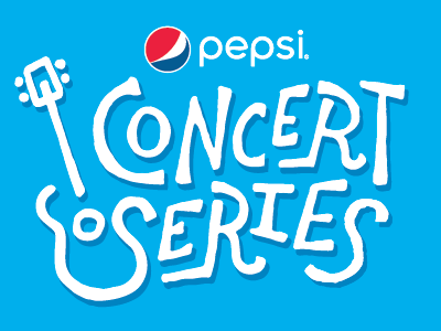 Pepsi concert series logo blue concert guitar hand type lettering logo pepsi red white