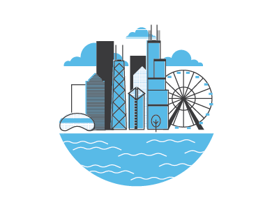 Chicago bean blue chicago ferris wheel fun graphic illustration trump