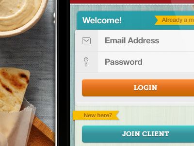 iPhone App Login Form blue button delivery food form geomicons green icon icons interface iphone login orange red ribbon sign tabbar teal ui wood yellow