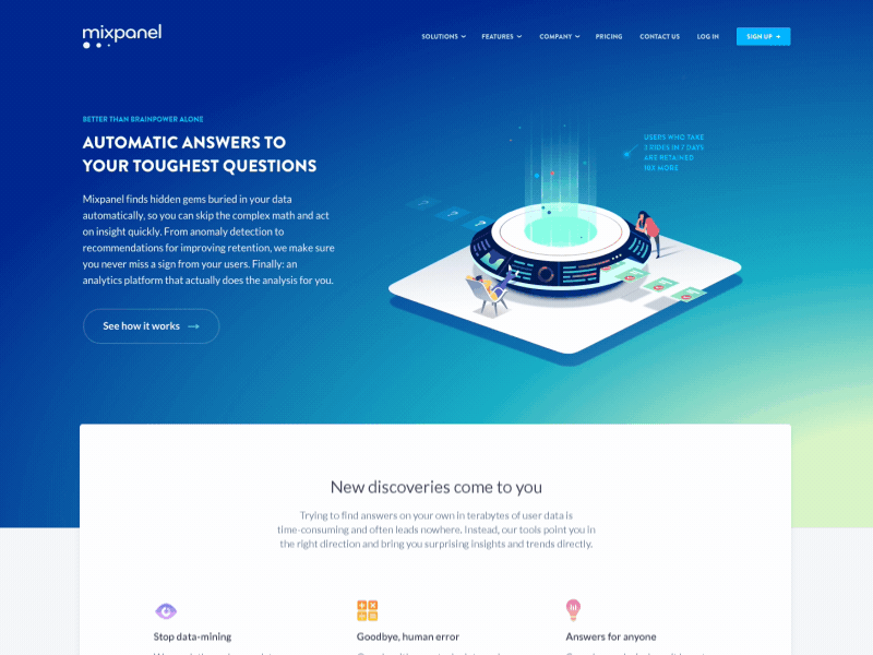 Mixpanel Automated Insights Landing page | Motion Design