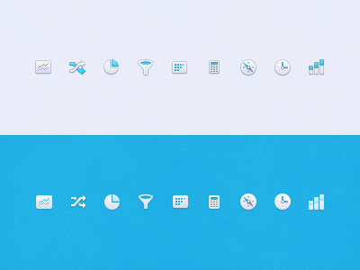 Mixpanel Navigation Icon Design 16px 18px blue gray icons